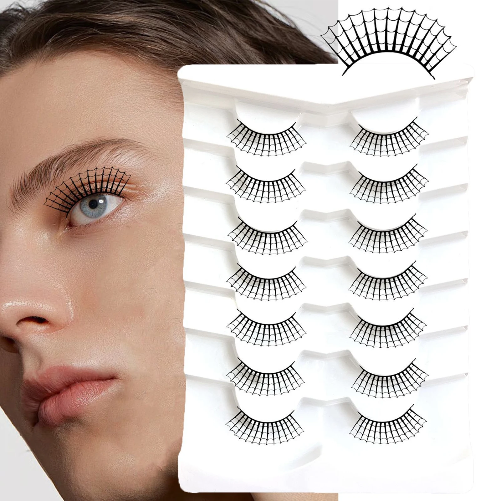 Halloween cílios postiços fantasma crânio mangá tira completa cosplay cílios diy lash clusters maquiagem festa traje acessórios