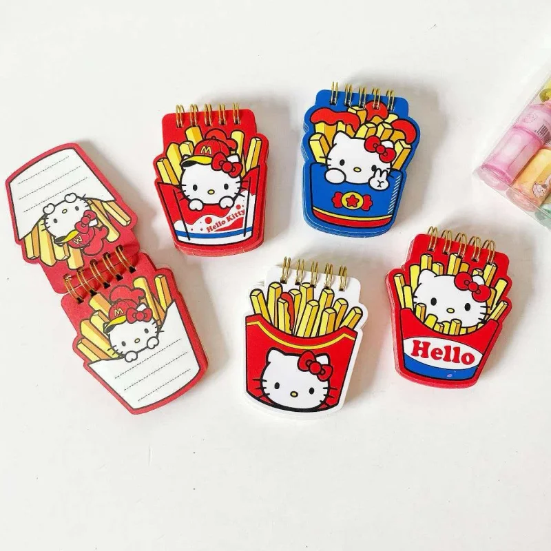 

Набор из 12 шт. милых блокнотов Sanrio в стиле французских картофеля фри с Китти, портативные записные книжки, дневники, планировщики, канцелярские товары для школы