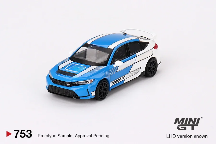 

Модель автомобиля под давлением голубого цвета MINIGT 1:64 Civic Type R #3 2023 Pace