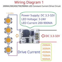 Multifunction DC-DC Buck Constant Current Driver DC 3.3-30V 200MA/300/450/700/900MA LED Dimmer PWM Controller Module LD3190SB