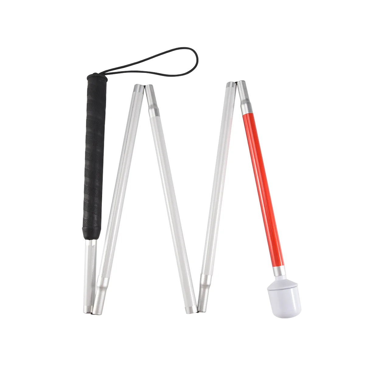 Aluminum Folding Cane 4-Sec Folding Cane with Rolling Tip for Blind Walking Stick