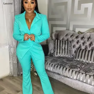 المرأة عارضة طويلة مزدوجة الصدر مجموعة مكتب سيدة بدلة على شكل خامس الرقبة العمل سترة مثير جاكيتات 2 قطعة أفضل 6 بدلة نسائية للمبيعات - No3