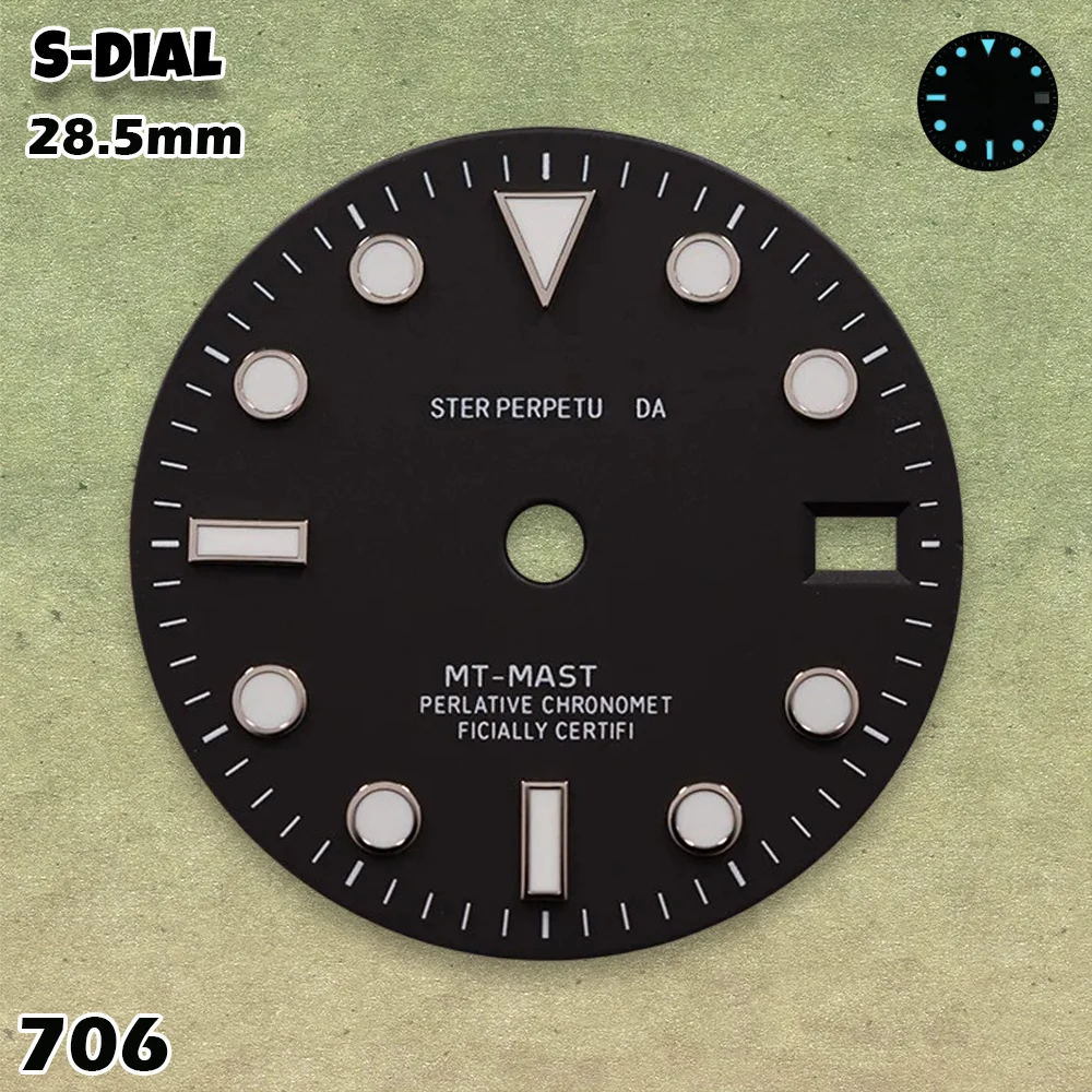 new NG S logo 28.5mm GMT Printed Logo Dial white Index NH34 movement blue luminous Watches for men Watch Modification Accessorie