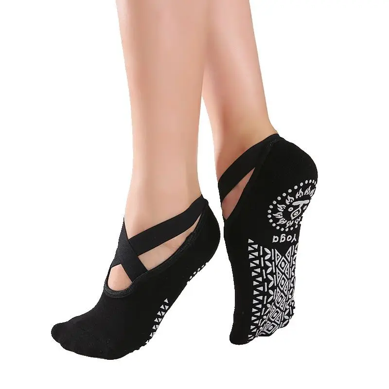 Women Yoga Sport Anti-slip Socks Backless Silicone Dots Socks Ladies Ventilation Ballet Dance Gym Fitness Pilates Cotton Socks