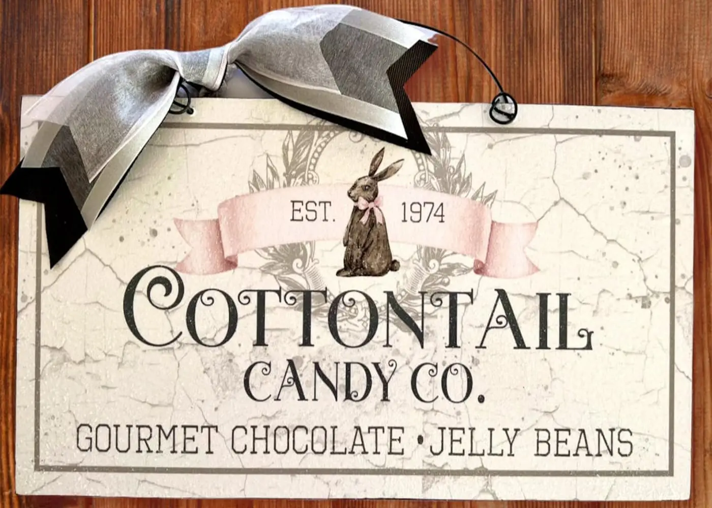 Easter Tin Sign Cottontail Candy Co Bunny Funny Metal Signs Vintage Room Decor Aesthetic Wall Art Gift for