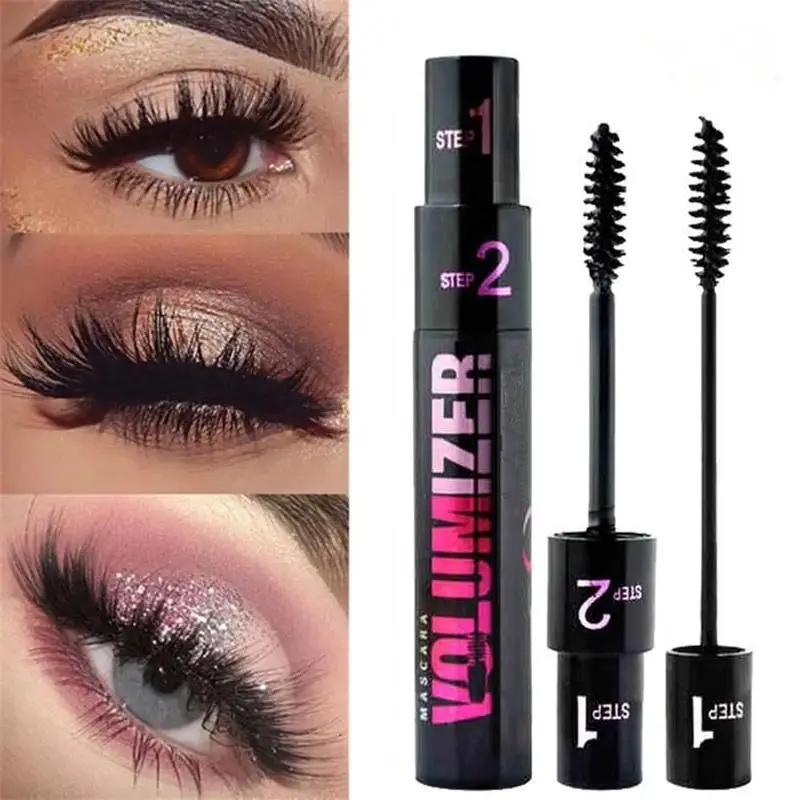 2 in 1 カーリングマスカラアイ化粧品防水長期的な開花しない黒ナチュラル厚いカーリング延長マスカラメイクアップ