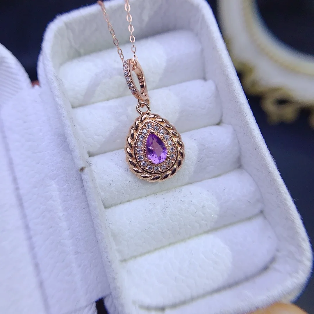 

Изысканный кулон из стерлингового серебра 925 пробы с аметистом, элегантные украшения для праздников или повседневной носки, мерцающие изысканные ювелирные изделия