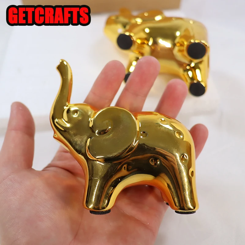 

GETCRAFTS Home Decor Statue Livingroom Art Decoration Figurine Ceramic Elephant Sculpture Mini Desk Animal Ornament for Interior