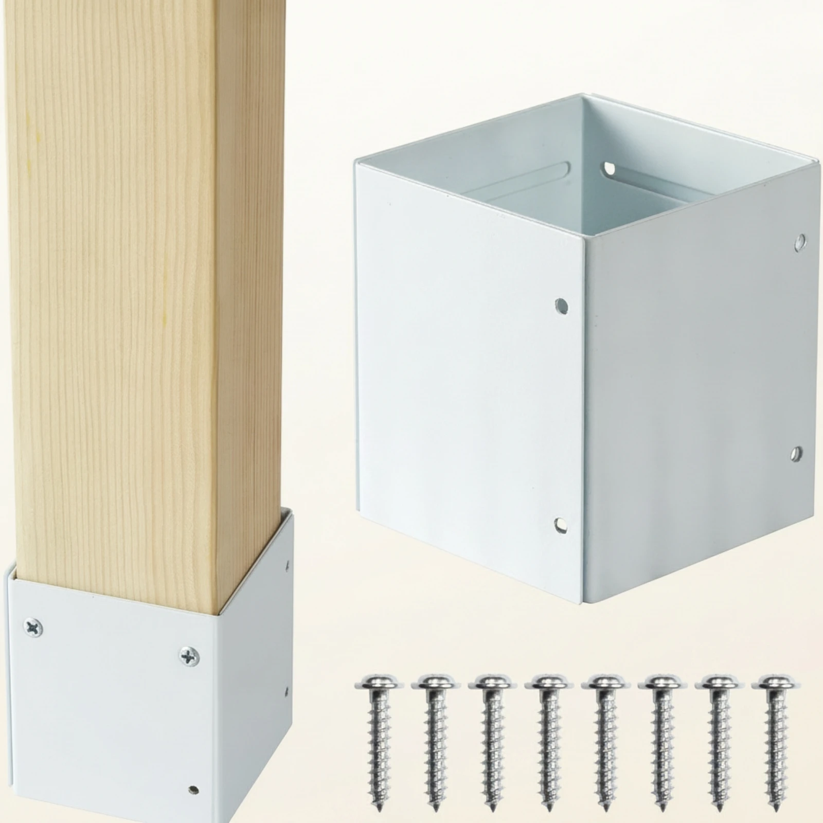 4 Pieces Adjustable Post Wrap with Screws Telescoping Hardware Powder-Coated Heavy-Duty for Homeowners, Fence Posts