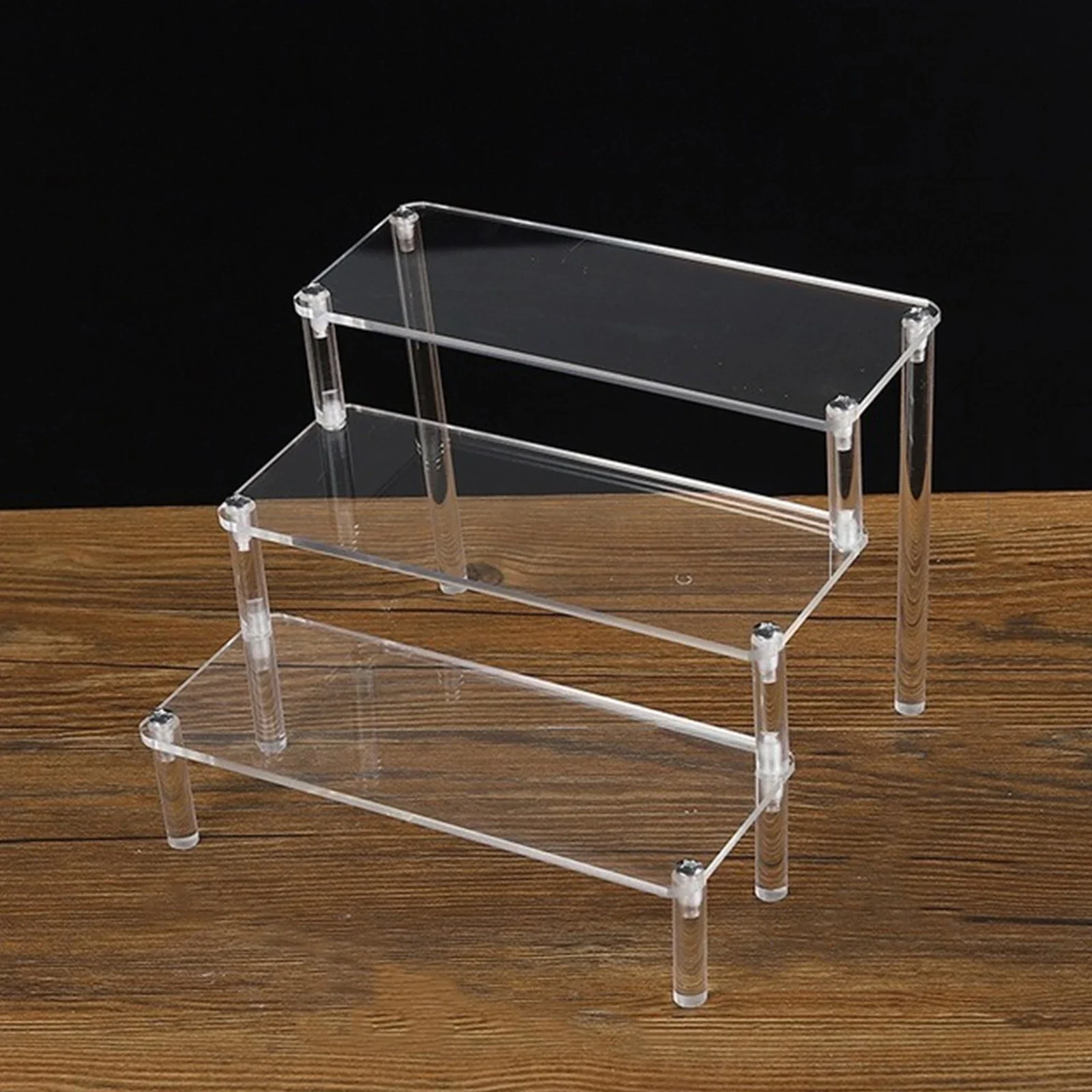 

3 Tier Acrylic Display Stand Clear Display Riser Rack for Cupcake Perfume Doll Décor and Organizer Amiibo Funko POP Figures