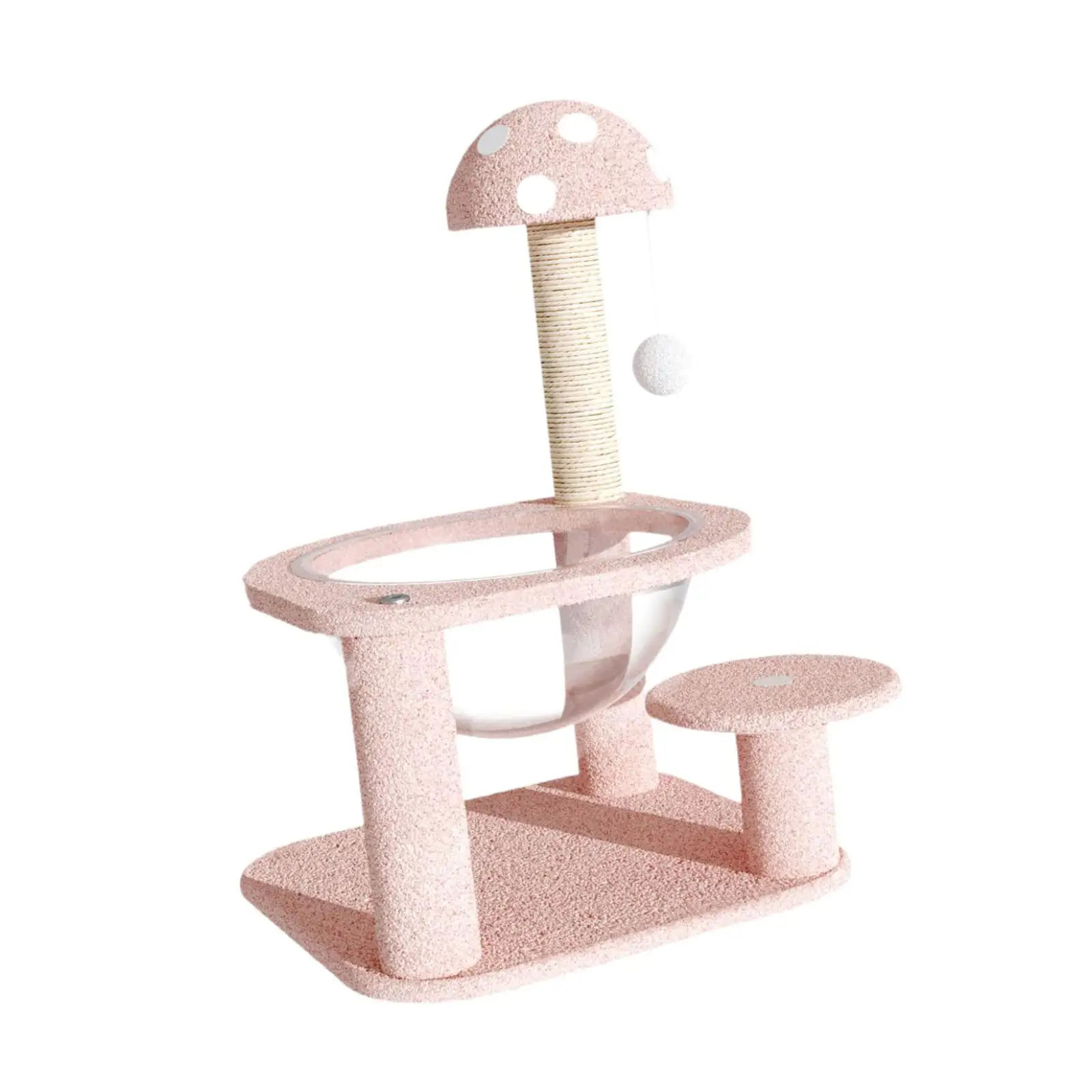 Cat Activity Center Stable Plush Perch Compact with Teaser Ball Cat Climbing Frame Cat Scratcher Vertical Playground for Perch