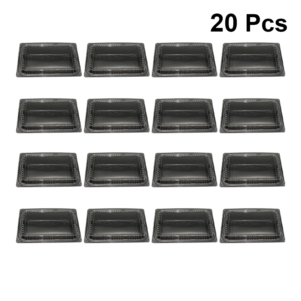 

20pcs Eco-Friendly Take Out Boxes Disposable Food Containers For Rice Salad Carry Out Packing Black Heat Resistant Leak Proof No