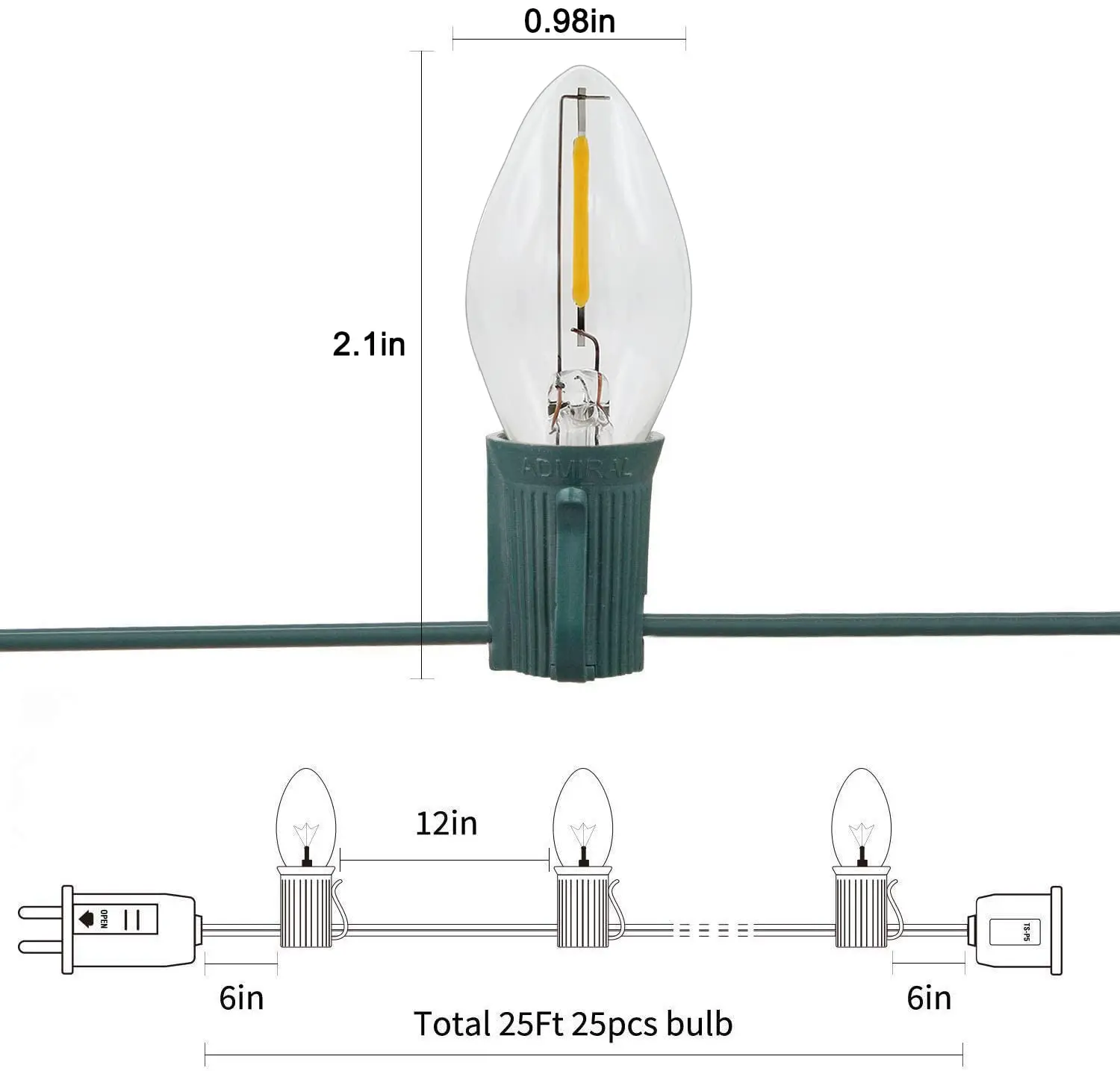 Tira de luces Led para interiores y habitaciones, tira de luces LED de 25 uds, resistente al agua IP44, color blanco cálido, 2700K, 25 pies, C7,