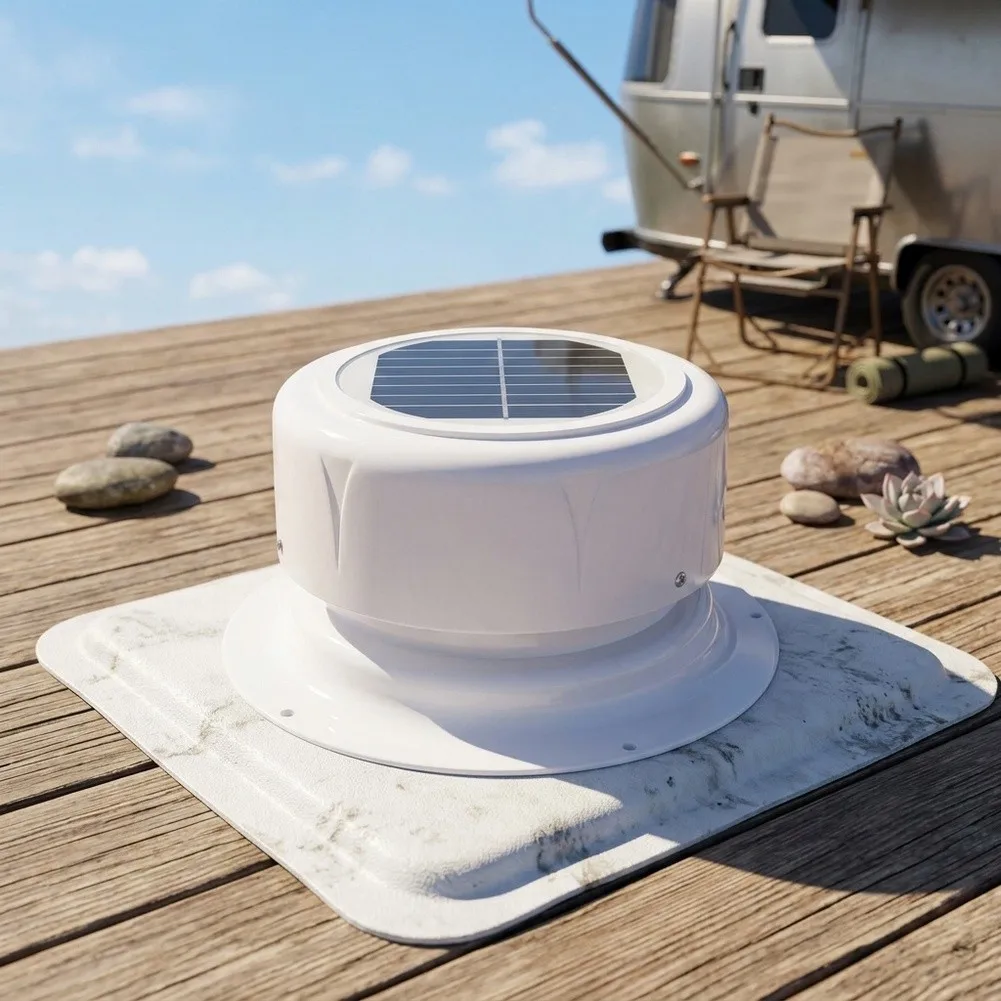 RV Roof Mounted Solar Ventilation Fan Mushroom Style for Campers For Boats Trailers and Tiny House Conversions