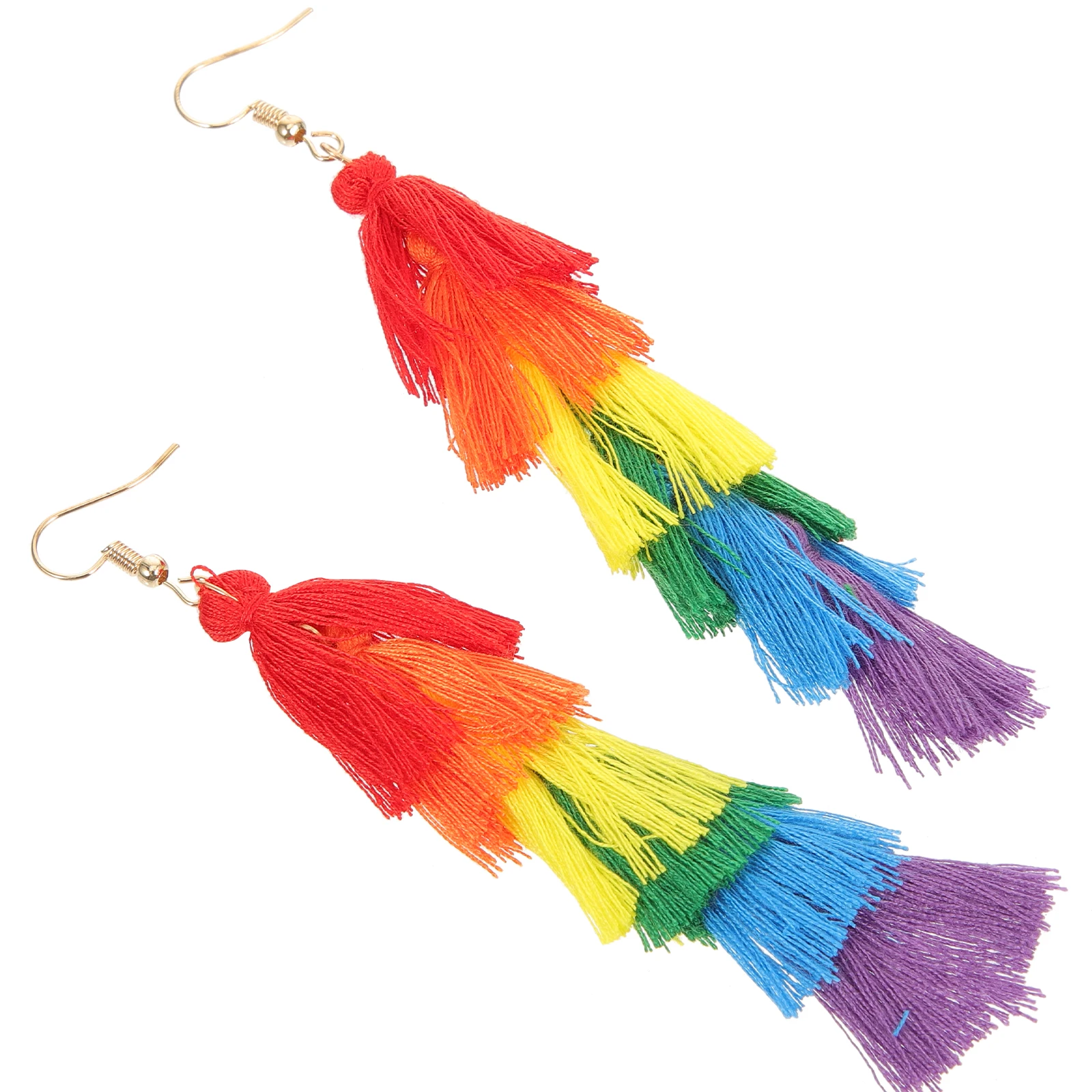 

1Pair Rainbow Tassel Drop Earrings for Women Dangling Statement Fashion Jewelry Pride Accessories Party Banquet Dating Movie