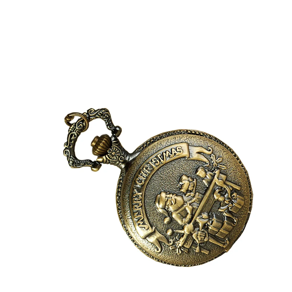 40x4.6 البرونزية الرجعية ساعة الجيب سانتا كلوز خمر الكوارتز عيد الميلاد المشي لمسافات طويلة التخييم أداة محمولة ساعة الجيب #3