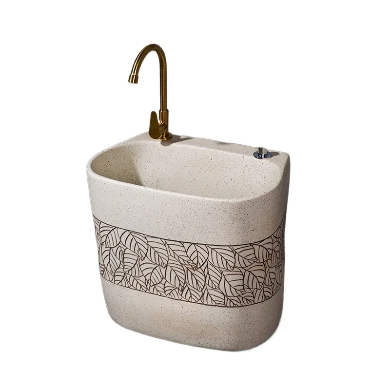 

Integrated mop pool, outdoor ceramic pier cloth dewatering pool, household bathroom mop pool, floor-to-ceiling balcony washbasin