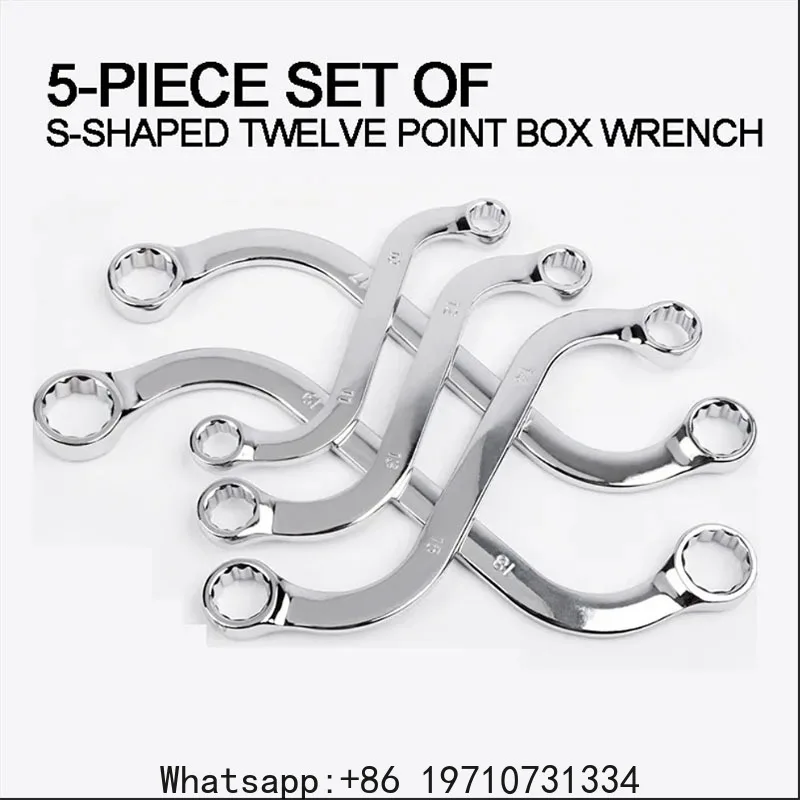 5Pcs S Type Double Ended Allen Wrench 10-11 12-13 14-15 16-17 18-19mm Spanner Plum Plate Curved Machine Fastener Repair DIY Tool