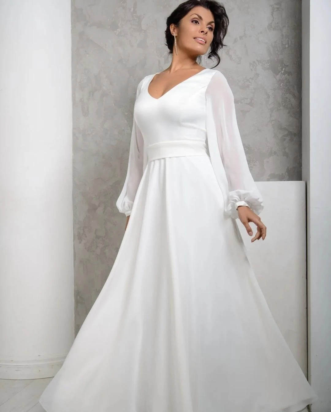 Abito da sposa lungo semplice in Chiffon con scollo a v lunghezza del pavimento abiti da sposa sbalorditivi civili personalizza per misurare l'abito da spiaggia De Mariee