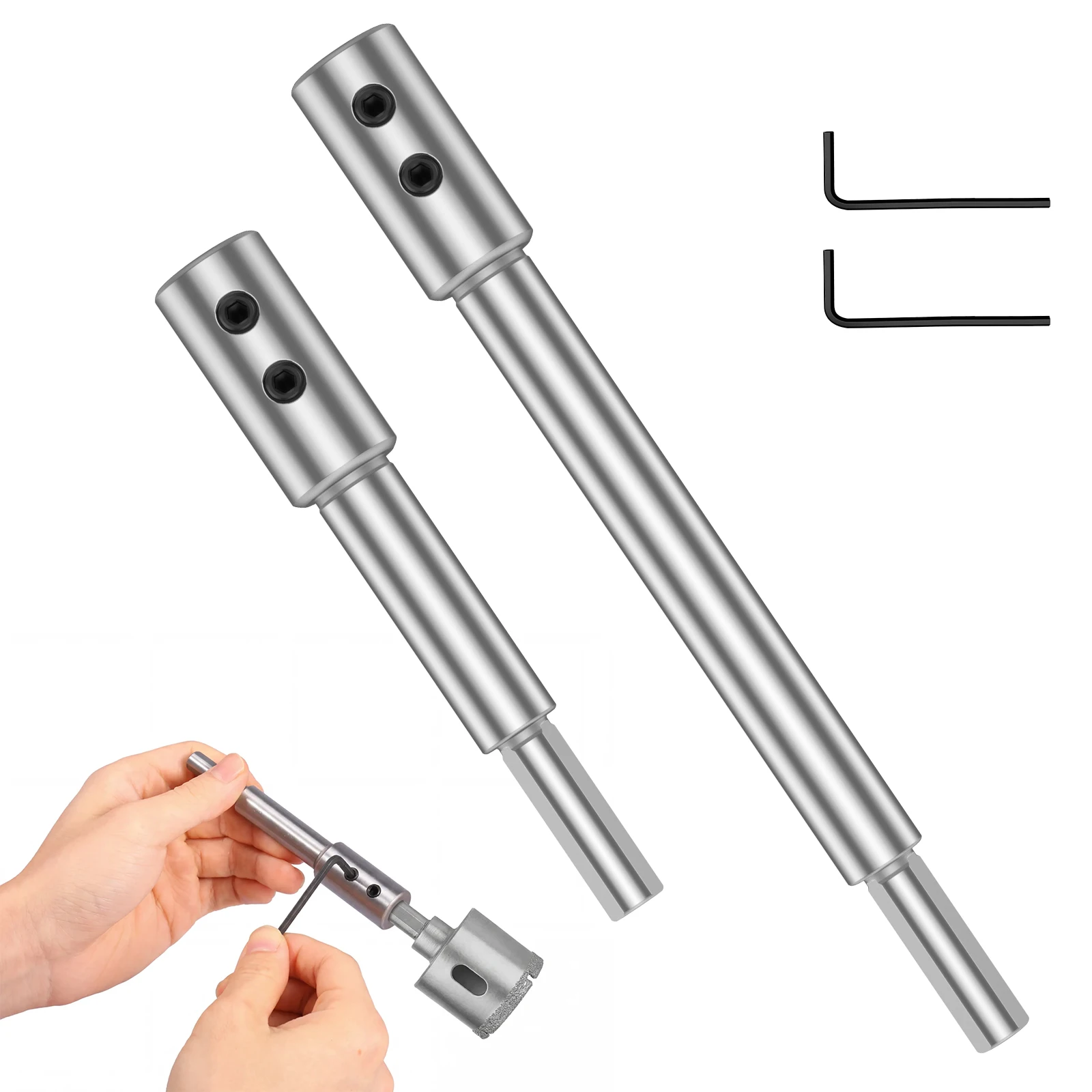 

2Pcs Drill Bit Extension 4.5" and 7" Long High Carbon Steel Forstner Drill Bit Extension Fits 3/8" Fork Type Bits for Carpentry