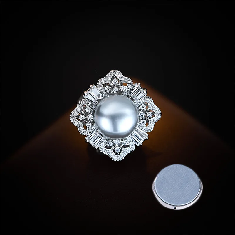 Exquisite High-End Geometric Square Pearl Magnetic Clasp Brooch Anti-Exposure Women's Shirt Collar Fixing Accessory Brooch for W