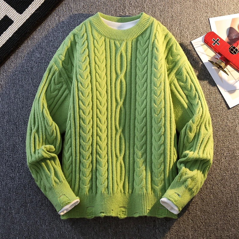 

4XL-M осенне-зимний мужской свитер, теплые вязаные пуловеры, модные свободные вязаные свитера, мужские молодежные повседневные пуловеры