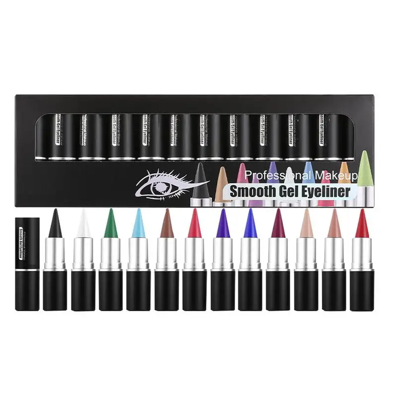 

Gel Eye Liner Waterproof Long Wear Gel Eye Liner 12pcs Waterproof Smudge Proof Natural Cream Eye Liner for Liner and Eyeshadow