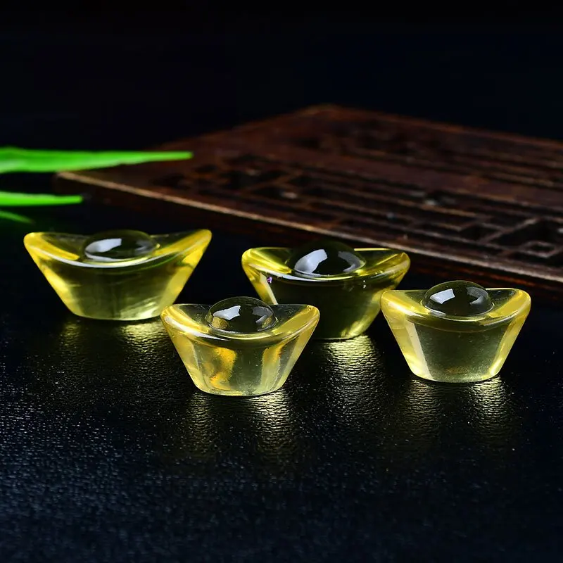 

Natural Gemstone HandCarved Citrine Ingot Ornament | Natural Lemon-Yellow Crystal Living Room Decoration