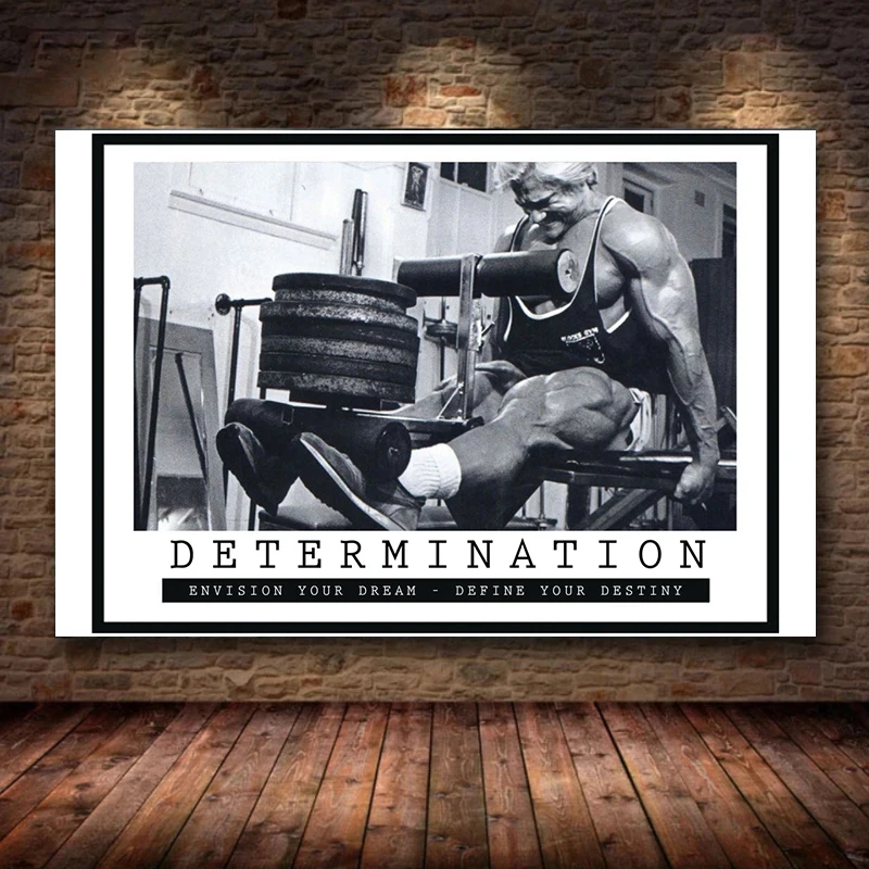 Vintage Black and White Gym Poster Weightlifting Robust Man Portrait Wall Art Inspirational Quotes Canvas Painting Home Decor