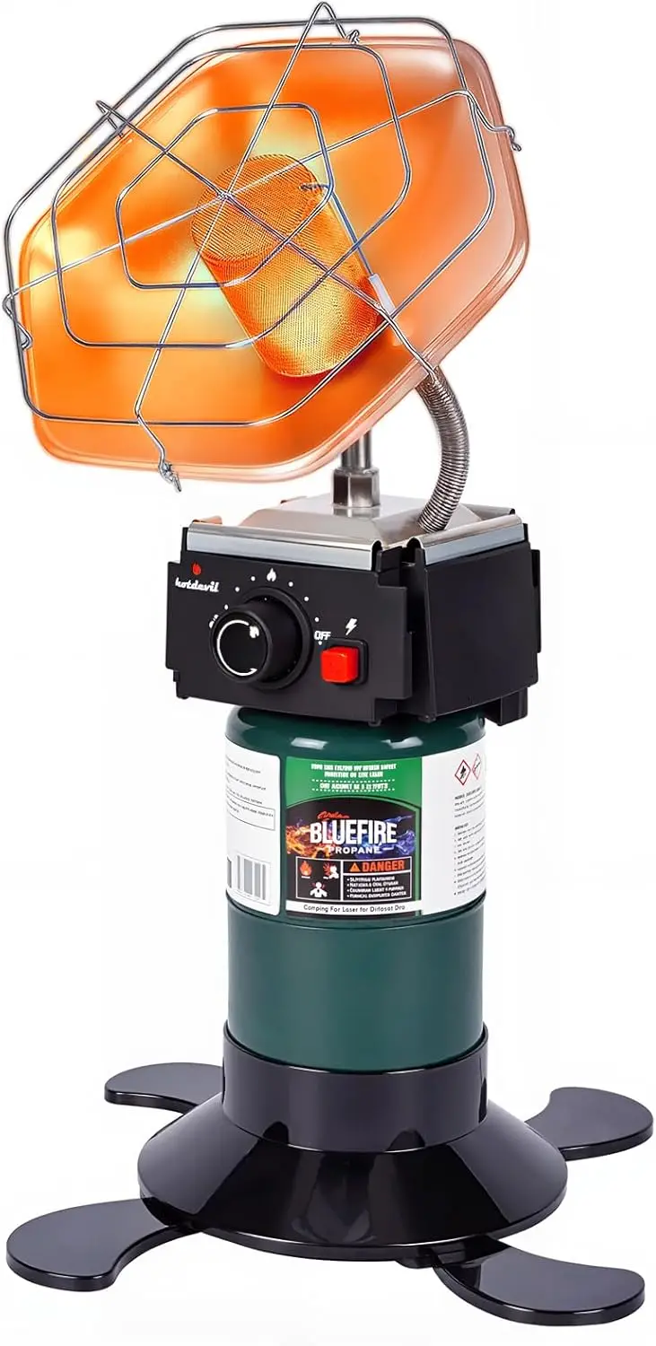 

Портативный пропановый обогреватель со складным основанием, 8520 BTU, с регулирующим клапаном и импульсным зажиганием для активного отдыха на природе