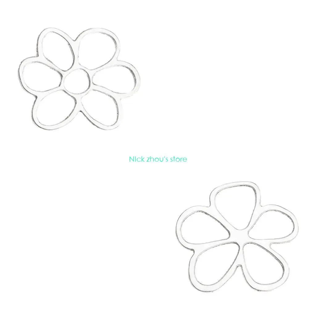 

E15E Alloy Irregular Flower Charm Flower Bead Pendant DIY Earring Bracelet Necklace Flower Bead for Birthday Valentines Gift