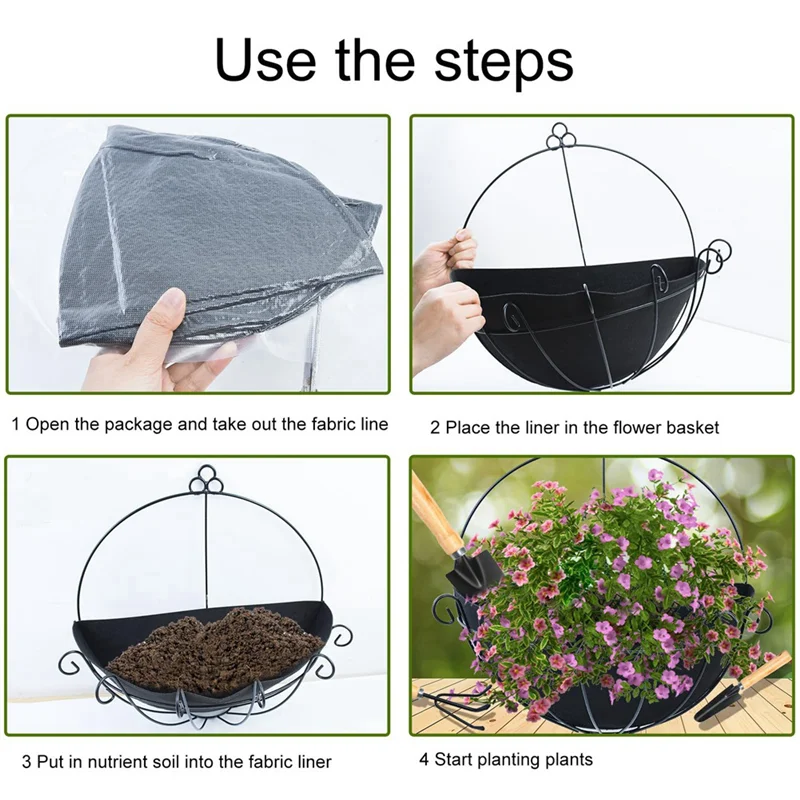 AB45 Half Round Planter Liner,Hanging Basket Liners,Planter Basket Liners Insert For Garden Accessories