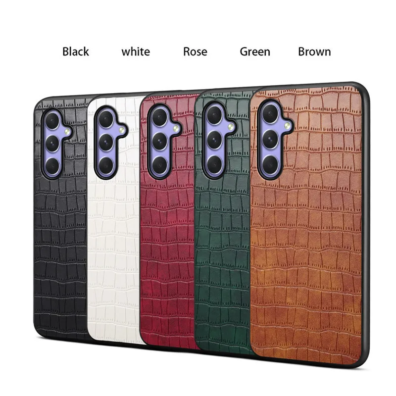 EUCAGR Luxury Crocodile Pattern PU Leather Phone Case For Samsung Galaxy A15 A25 A35 A55 5G Shockproof Soft TPU Back Cover