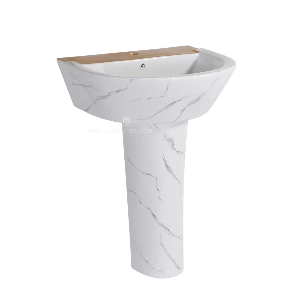 Popular Sanitary Ware New Model Marble Round Two Piece Wash Basin