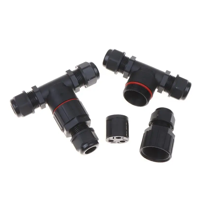 1Pcs IP68 T Shape Electric Connector Reliable Screw Push-in Terminal for External Security System Wiring