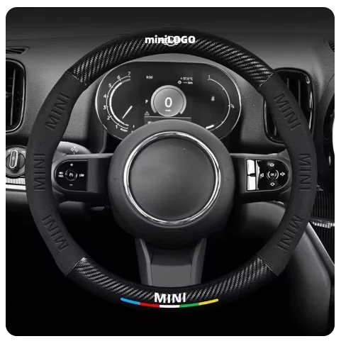 

Car Suede Carbon Fiber Leather Steering Wheel Cover Non-slip For Mini R55 R56 F55 R57 F56 F54 R50 R53 F57 R58 R59 R60 Coopers