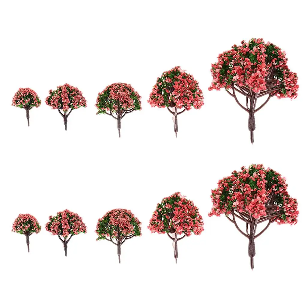 10 pezzi modello floreale alberi cespugli 3-8 cm treno rosso ferrovia architettura Diorama scala HO N Z per artigianato fai da te o modelli di costruzione