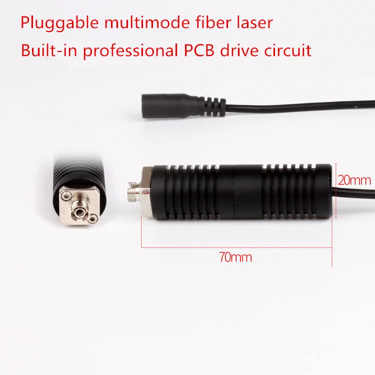 200um Multimode 660nm 50 ~ 200 MW Merah Serat Ditambah Laser FC Konektor Dapat Dimasukkan Laser Modul