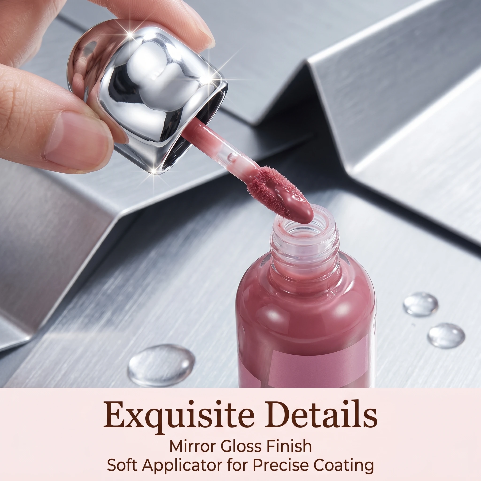 Herorange Glänzender Lippenstift mit Spiegeleffekt, Feuchtigkeitsspendender Transparenter Lip Tint, Jugendliches Nude-Make-up – Detail 4