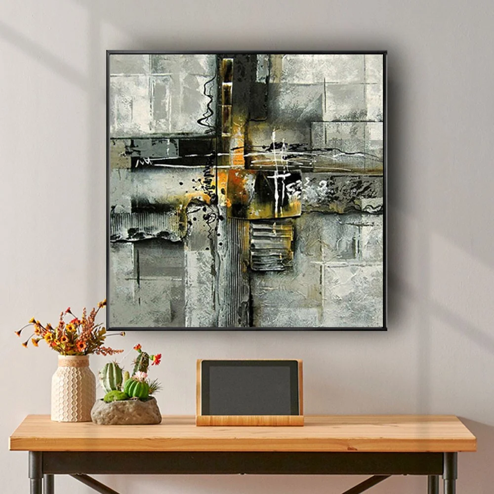 100% Handmade Oil Painting Abstract Dark Textured Canvas Poster Modern Made By Famous Artists Original Murals Decor Living Room