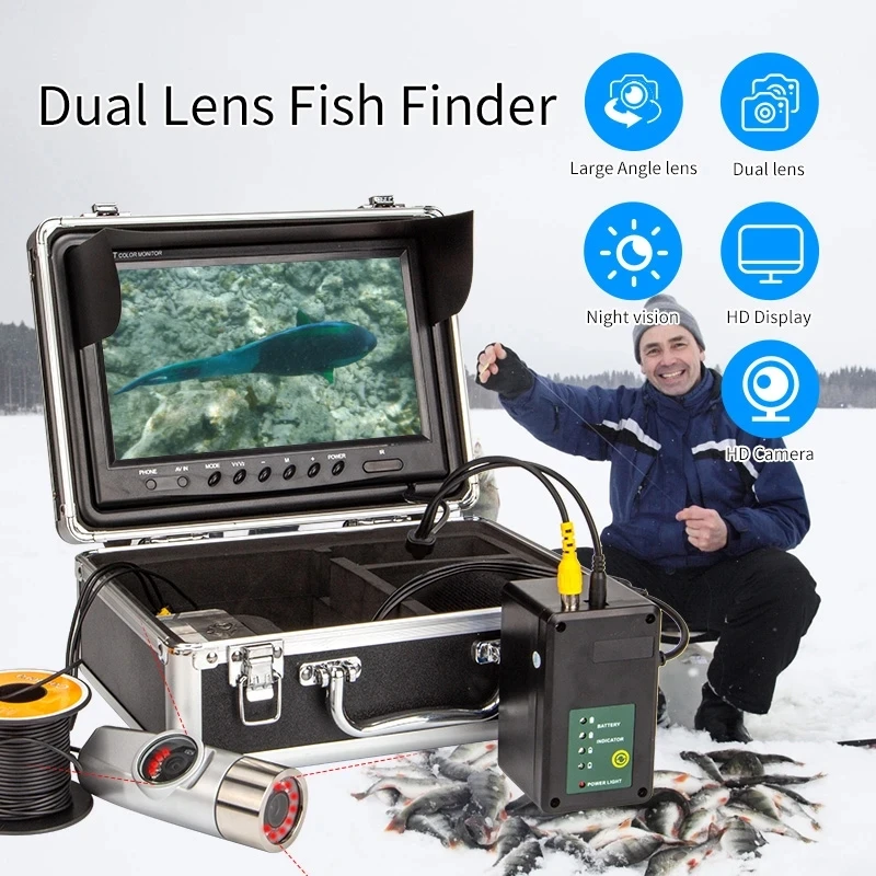 

Double Lens HD Winter Fishing Camera 4.5A 1000TVL Infrared Fish Finder Detector 7''Display Underwater Camera for Ice Fishing