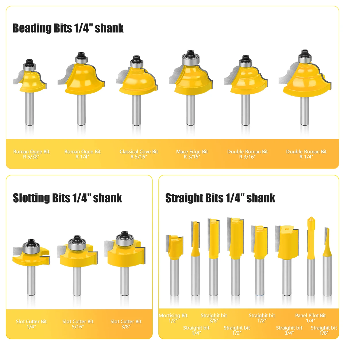 Woodworking Cutter 35PCS 1/4\