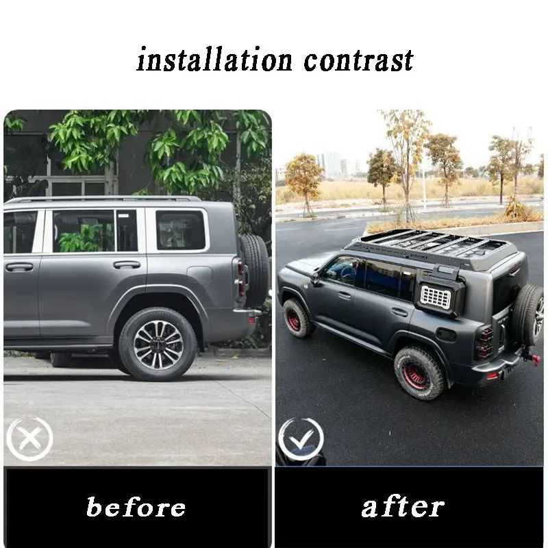 نافذة السيارة الخلفية الجانب سيئة مجموعة حامل الأمتعة ل Haval H9 2024 2025 2026 توسيع مساحة التخزين سلم ترقية حامل سقفي Autocustom #6