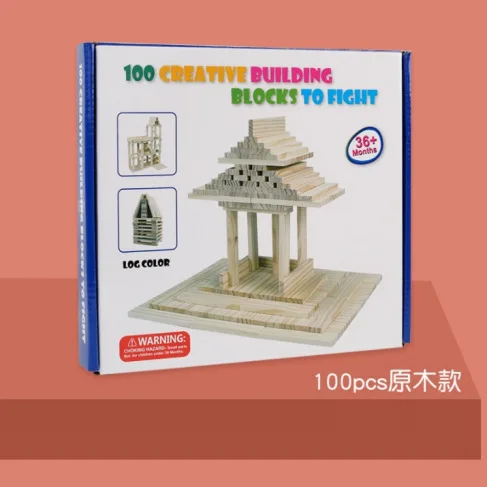 100PCS Classic Wooden Building Block Construction Kit Stacking Balance High Block Montessori Puzzle Toy GIft for Toddler Kid view 5