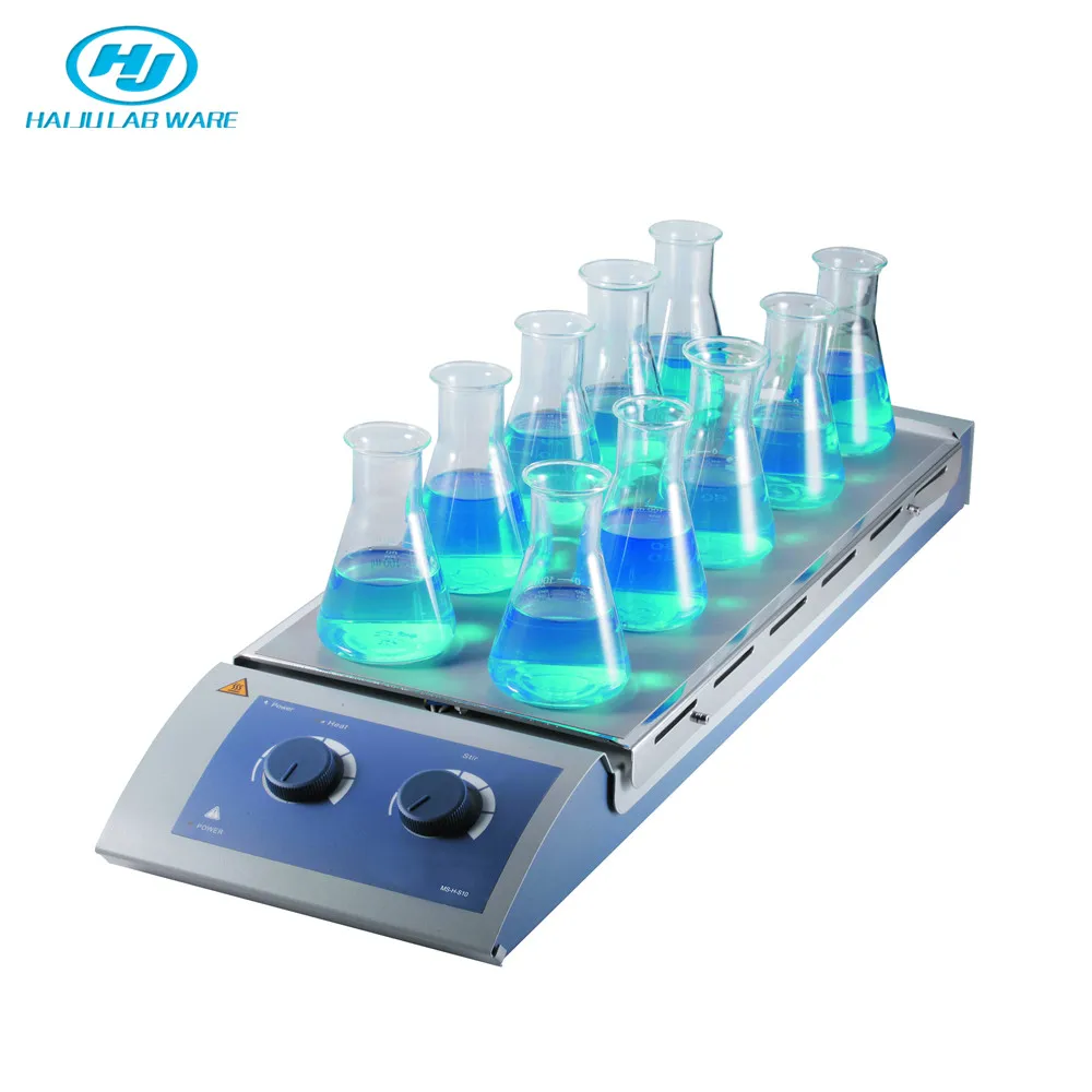 

HAIJU LAB Laboratory Multi 10 Position 1100 rpm 120 Degree Magnetic Hotplate Stirrer