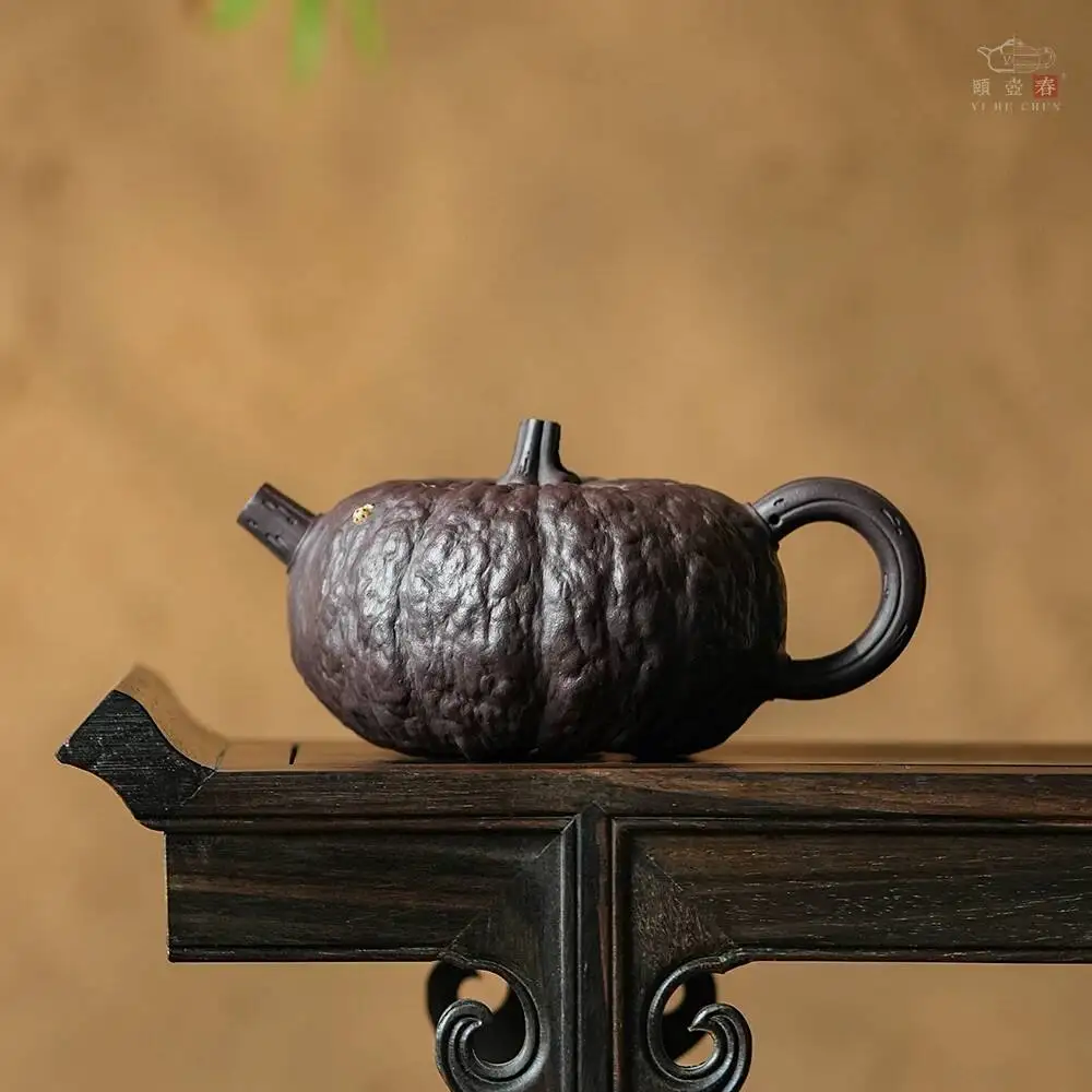 Yihu Chun High-End Yixing Clay Teapot, Handmade By Famous Craftsman Chen Zhen, Made From Old Purple Clay, Pumpkin-Shaped Teapot