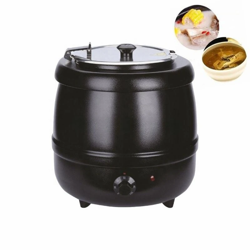 Luxury Commercial Stainless Steel Electric Soup Pot 10L/13L Capacity, Soup Warmer for Buffet