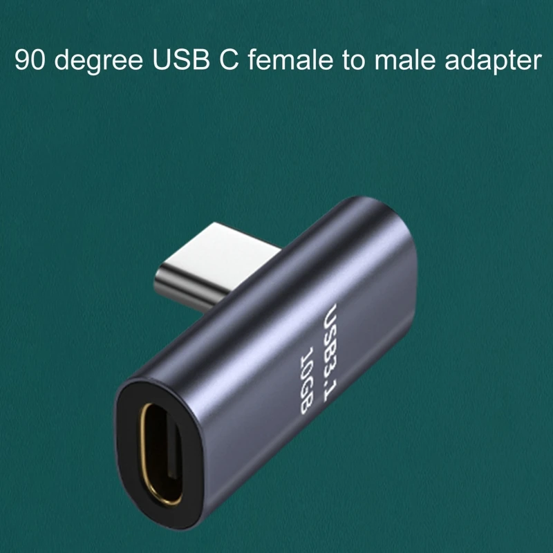 Rechte hoek USB C Extension Adapter Graad USB Type C 3.1 Mannelijke naar Vrouwelijke Extender Aluminiumlegering Extended Converter