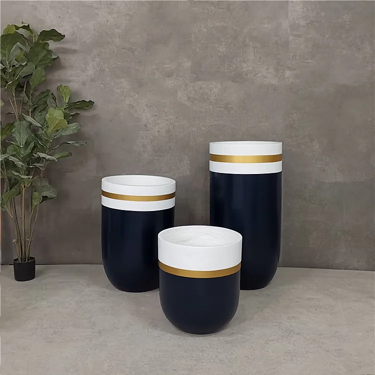 Nordic round straight fiberglass floor combination vase, home soft decoration sales office shopping mall landscape floral