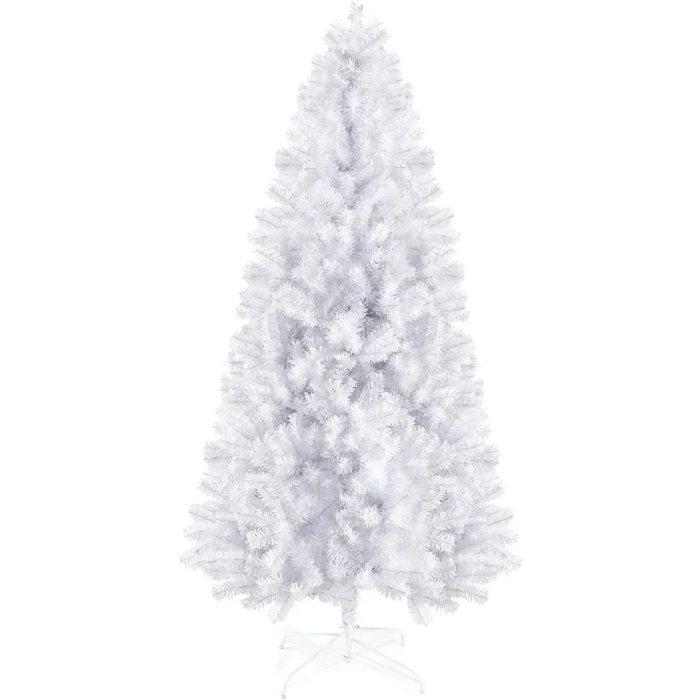 

6 Feet White Christmas Tree - Premium Artificial Spruce Easy to Assemble with Metal Stand 1200 Tips with Christmas Tree White